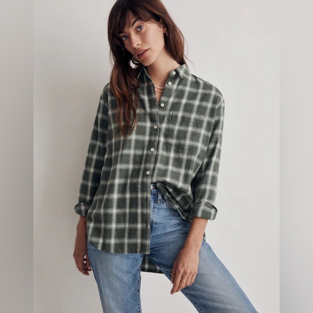 Madewell Delford Plaid Flannel Ex-Boyfriend Shirt XL